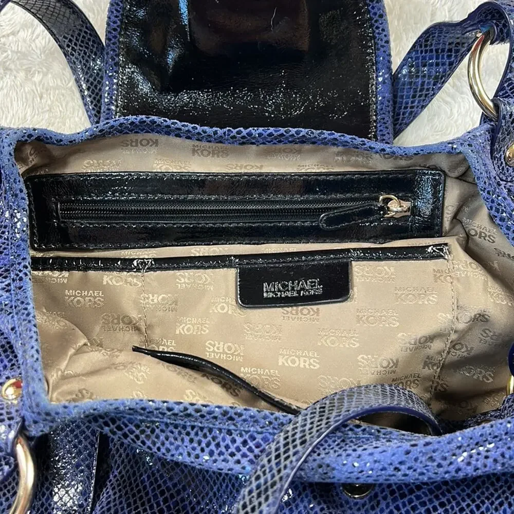 Michael Kors Brimfield python blue snakeskin shoulder bag hobo purse,‎ large
